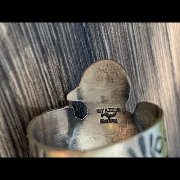 Yazzie Native American Navajo Authentic Turquoise Thunderbird Ring with Hearts - Picture 8 of 14